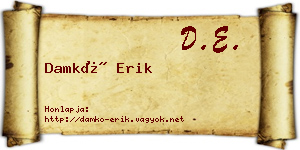 Damkó Erik névjegykártya